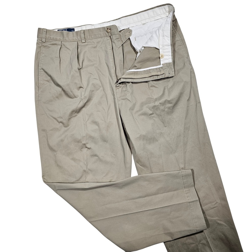 Polo Ralph Lauren BIG Andrew Pant Mens 42x31 Khaki Pleated Chino Old Money Ivy